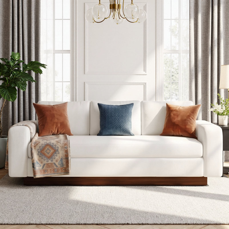 Canapé en chenille 3 places Ashley, White