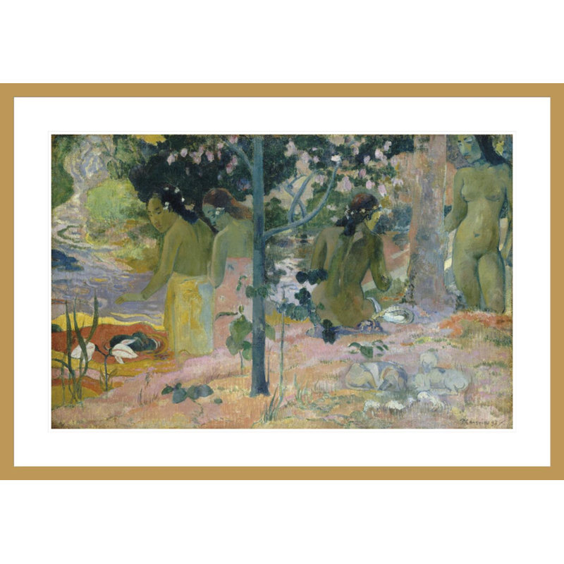 «The Bathers» par Paul Gauguin - Estampe numérique encadrée, H 29,2 po x l 41,5 po