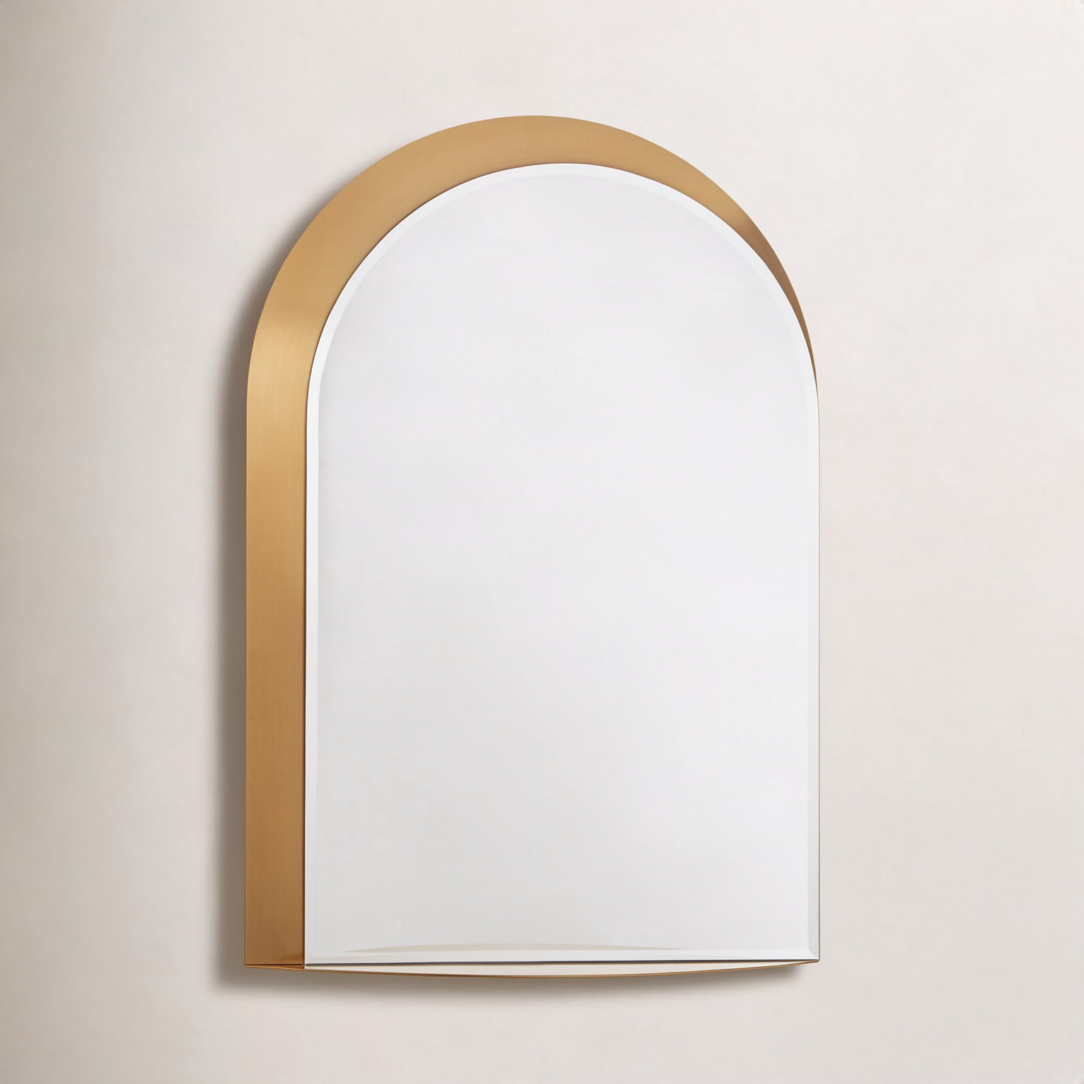 Wendolyn Metal Arch Mirror with Shelves, Gold