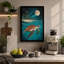 Turtle Under Moonlight Coastal - Wrapped Canvas-460059525-460059527