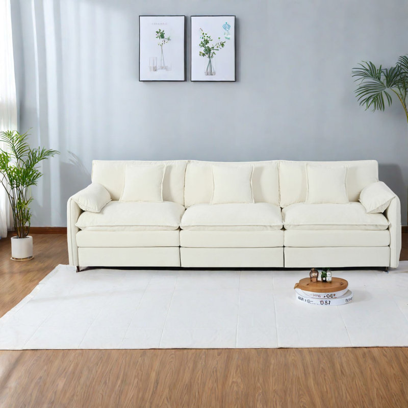Canapés modulaires modernes en chenille, spacieux 3 places pour le salon