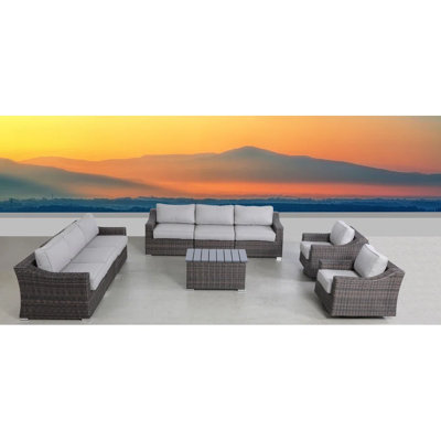 LSI Outdoor 8-Person Wicker Seating Set – Fully Assembled with Plush Cushions