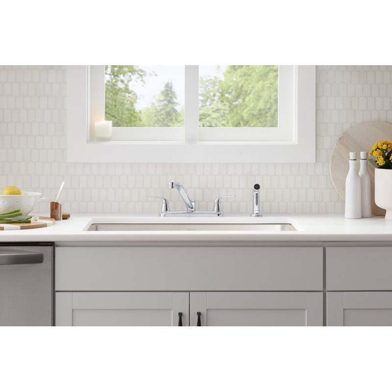 Double Handle Kitchen Faucet with Side Spray