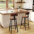 Set of 2 30" Counter Height Bar Stools – Rustic Brown & Black Wooden Barstools with Steel Frame, Wood Seat & Back for Kitchen Island or Pub Table-1414400294-1414400295
