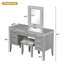 Coiffeuse avec miroir lumineux, 7 tiroirs et tabouret coussiné-129492951