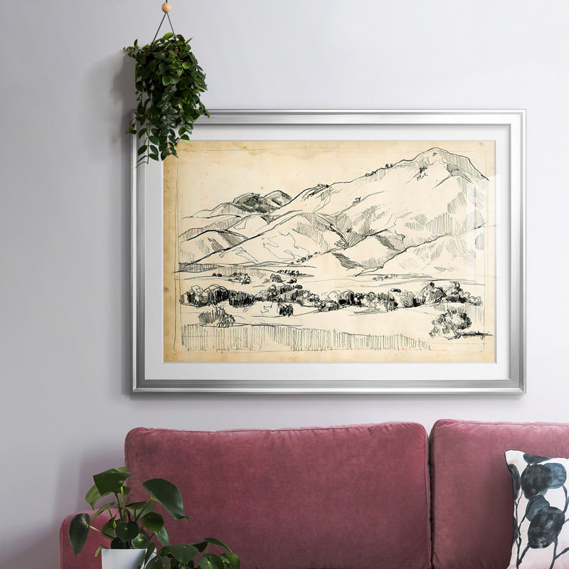 «Mountain S Croquis I», impression sur papier, Argent, H 15 po x l 21 po x P 1,5 po