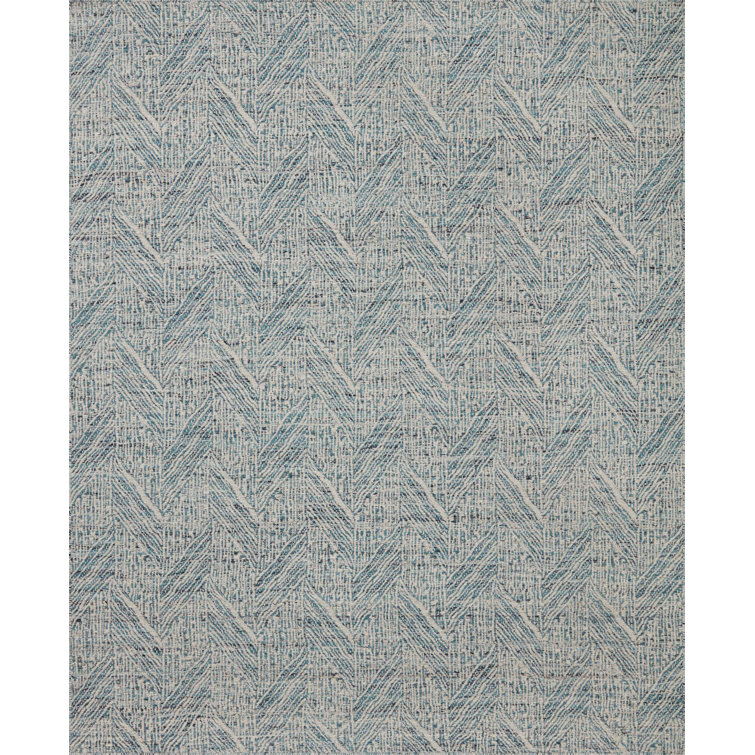 Tapis bleu / ivoire en laine / coton / polyester fait à la main Devynn