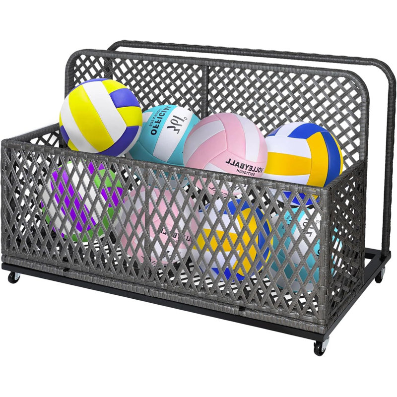 Patio Poolside Float Storage Basket,Poolside Float Storage, Outdoor Storage, Outdoor Pool Caddy With Rolling Wheels For Floaties,Beach-Sturdy & Movable,Grey