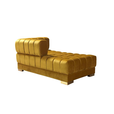 Canapé modulaire et méridienne en velours moutarde trois pièces avec coussins décoratifs Mustout