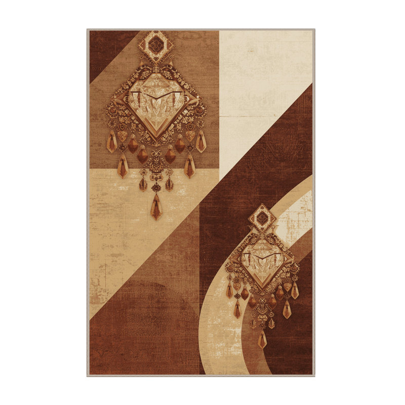 Tapis brun moelleux moelleux et moderne au look rustique et moderne de style Barclay, 5 x 8
