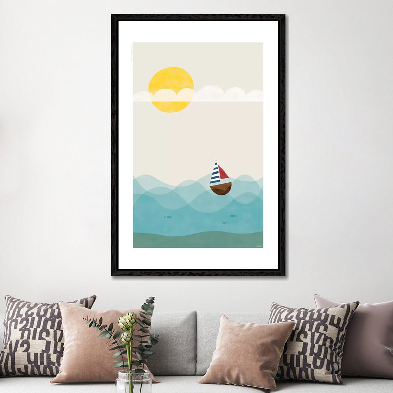Sea 1 Piece Wall Art on Canvas, 152.5 cm H x 101.5 cm W, Black Framed