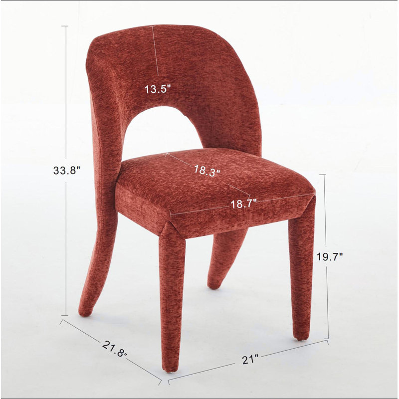 Chaise de salle à manger en chenille rose avec dossier évidé, ensemble de 2 Convient aux cuisines de restaurant, Rose