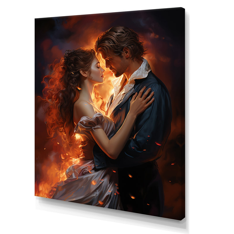 Amour Romantic Dancing Couple II - Portrait romantique, art mural, Toile tendue, H 32 po x l 16 po x P 1 po