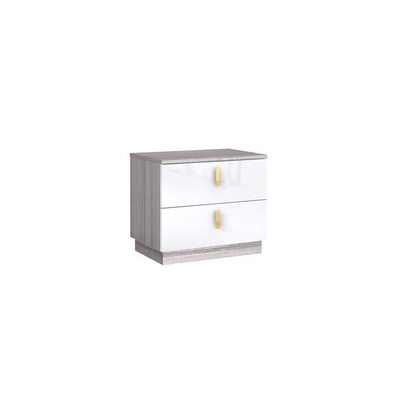 Aurora Modern Lacquer 2-Drawer Nightstand