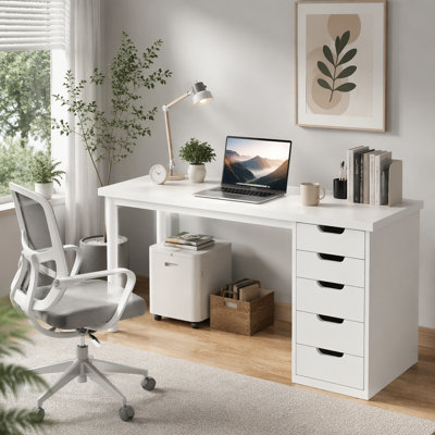 47" Computer Desk with 5 Drawers