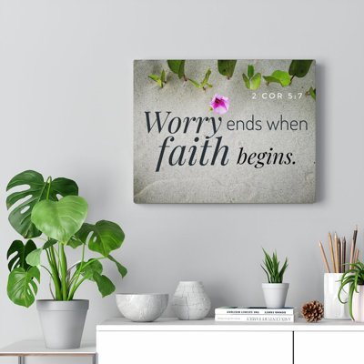 Faith Begins Grey - Wrapped Canvas Print