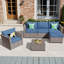 Ensemble de mobilier de patio pour 5 personnes sans assemblage requis, ensemble de conversation modulaire en rotin d'osier avec coussins, ensemble de conversation pour canapé toutes saisons pour jardin-94334918-97455165