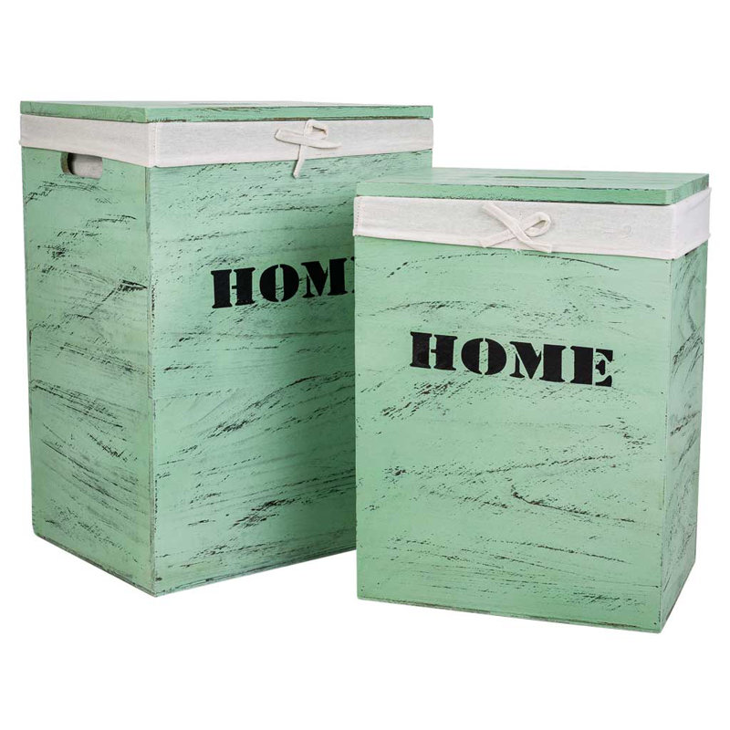 Wood Laundry Set with Handles, Green