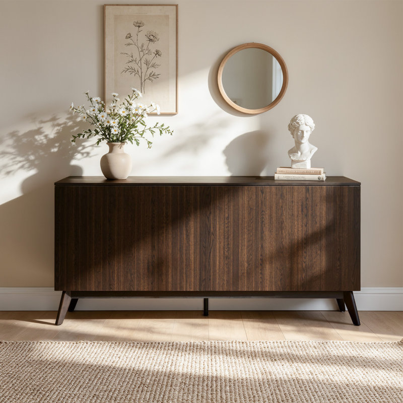 Meuble télé Delaney 66,93 po Mid-Century, CHOCOLATE