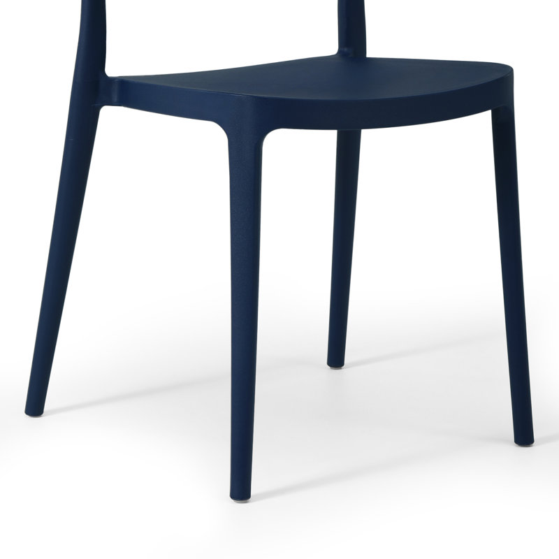 Delron All-Weather Outdoor Stacking Dining Side Chair, Navy Blue