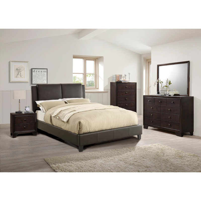 Lit tapissier standard brun, Brun, Grand