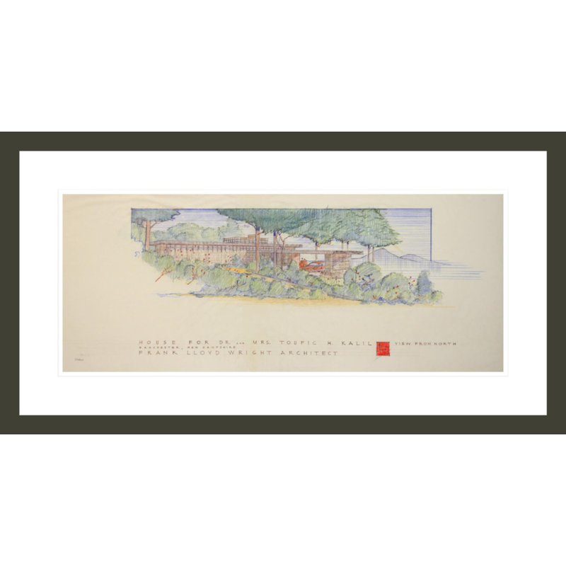 «Toufic Kalil House» par Frank Lloyd Wright - reproduction d'art numérique encadrée, H 15,78 po x l 29,5 po