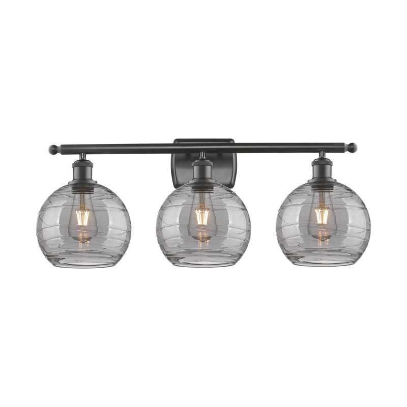 Éclairage de salle de bain à intensité variable 3 lumières Halvorson, Bronze huilé, Ampoule non incluse, Noir