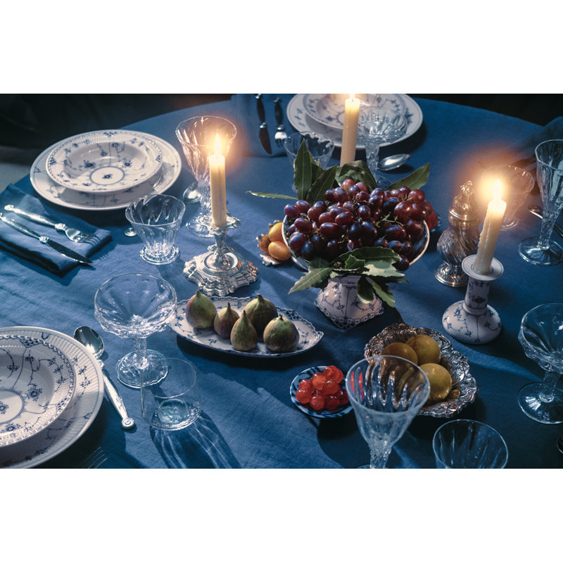 Royal Copenhagen Blue Fluted Plain Candle Holder 2.95", 4.53" H x 3.54" W x 3.54" D