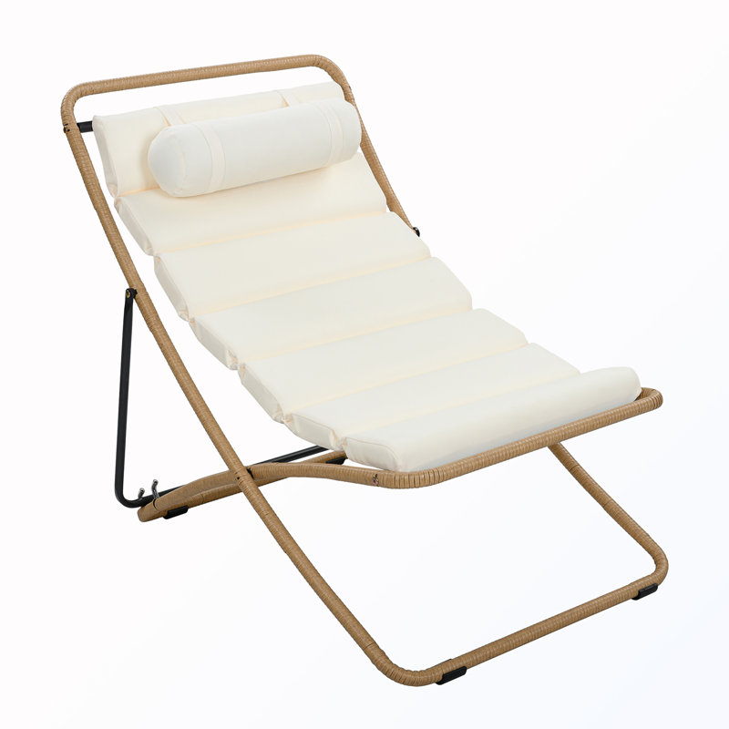 Méridienne pliante d'extérieur 2 pièces avec dossier et coussin réglables et appui-tête amovible