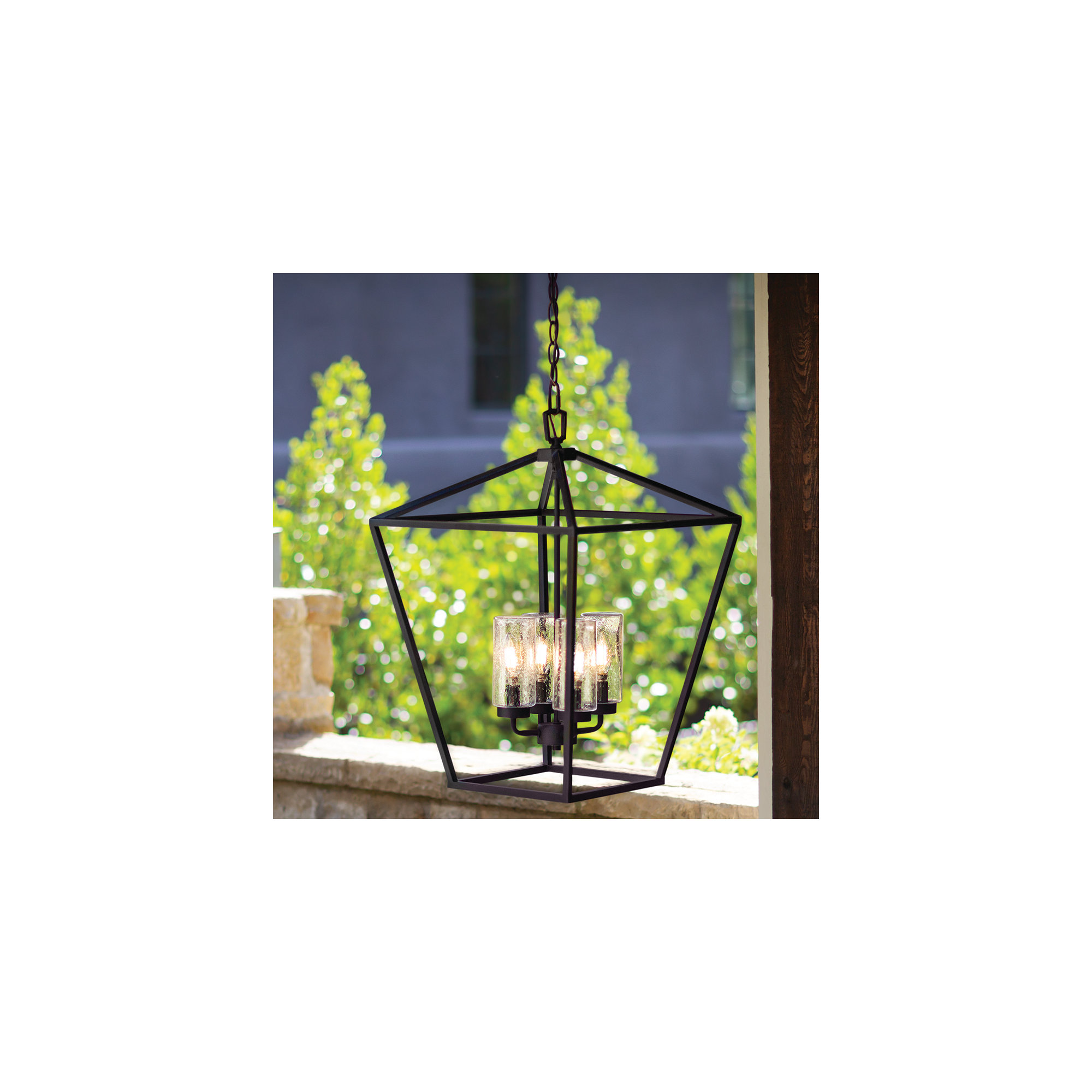 Alford Place 4 -Bulb 24.5" H Outdoor Hanging Lantern, 60W, Museum Black