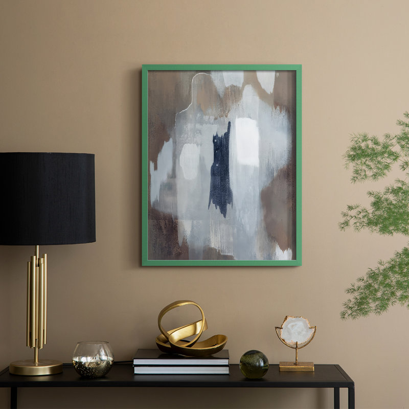 Neige et minéraux I, reproduction encadrée - bois massif, H 15 po x l 12 po, Vert
