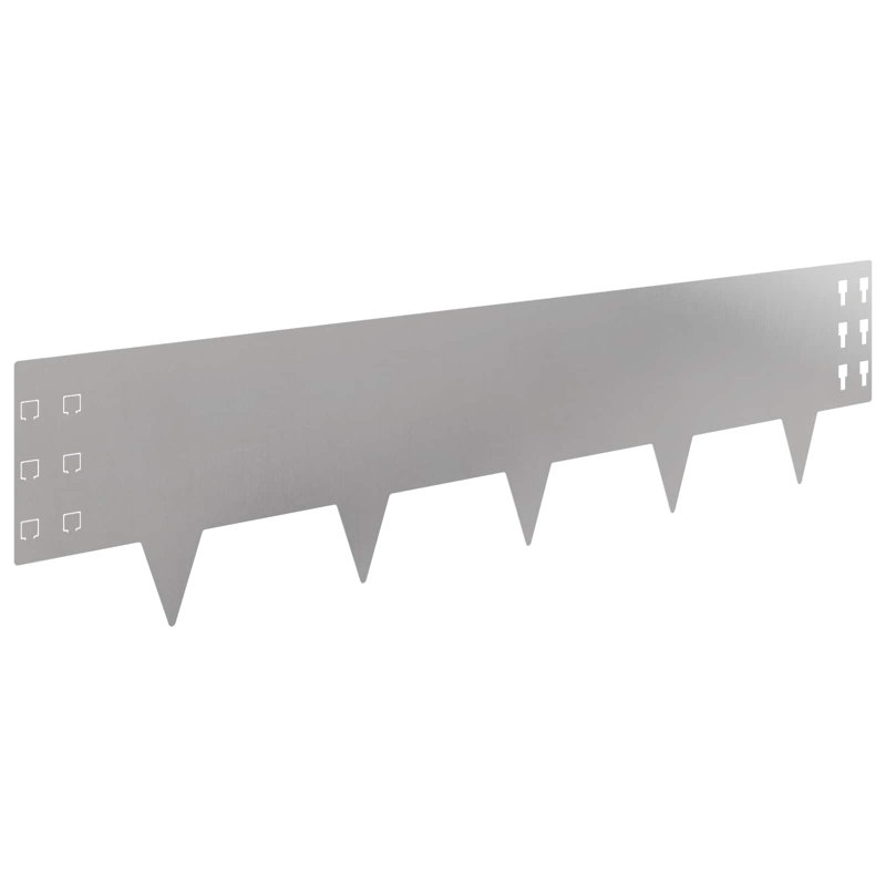 100cm W Steel Lawn Edging, Silver, 25cm H x 100cm W