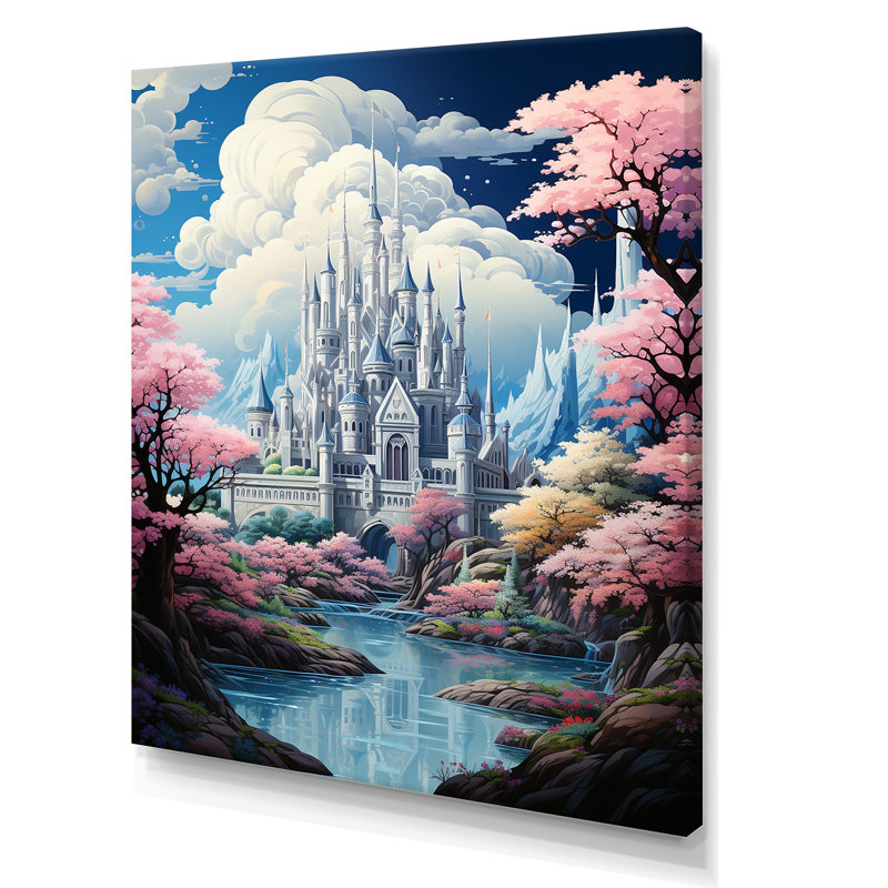 Fantasy Kawaii Castle Landscape I - Fantasy Canvas Wall Art, Toile tendue, H 44 po x l 34 po x P 1,5 po