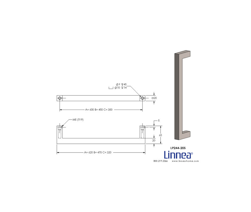 Surface Mount Appliance Pull, Satin Stainless Steel, 11 13/16"