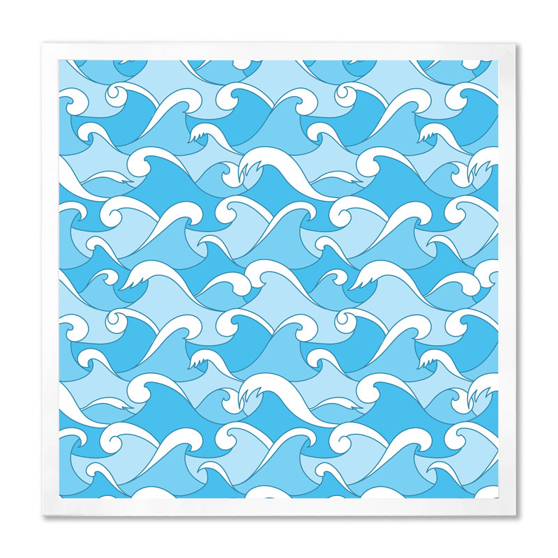 Vagues de mer - reproduction sur toile, H 36 po x l 36 po x P 1,5 po, Cadre photo blanc