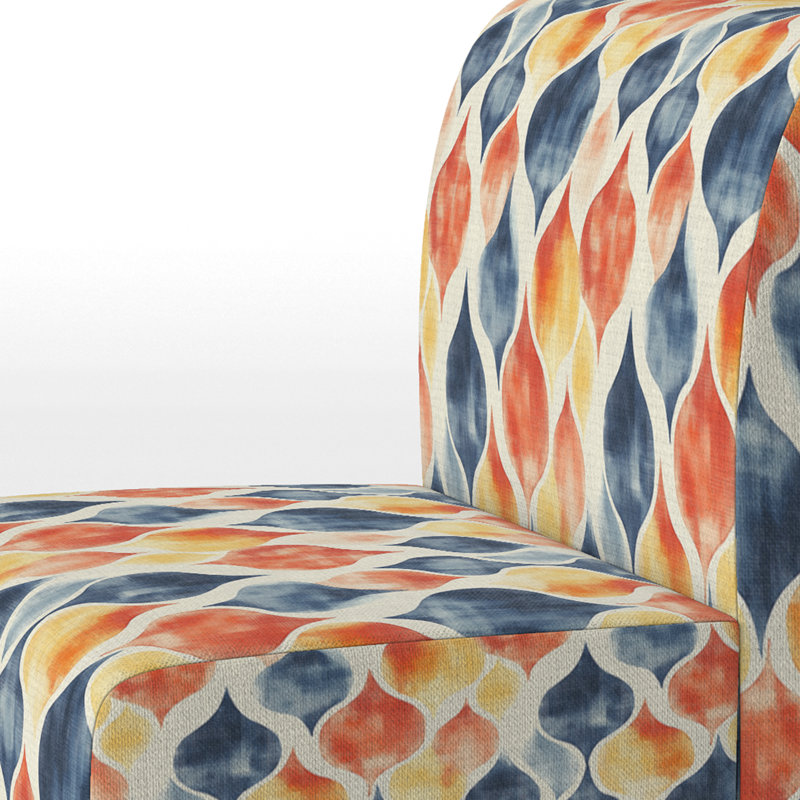 Fauteuil d'appoint moderne et bleu Ikat, Pantoufle sans accoudoirs