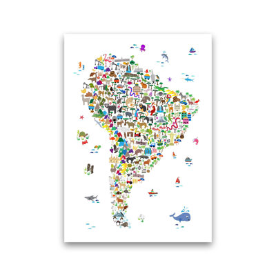 Animal Map Of South America Nursery by Michael Tompsett - Print