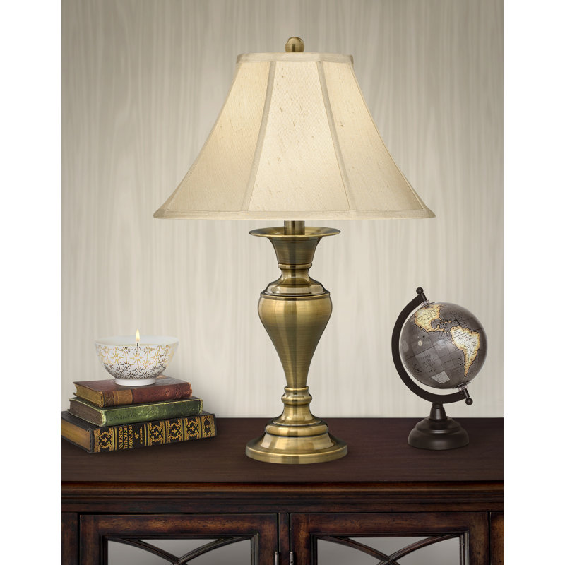 Dover 29" Satin Antique Brass Table Lamp, Eggshell
