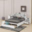 Lit plateforme double en bois avec espace de rangement multifonctionnel, tiroirs, ports USB et bureau-114355745