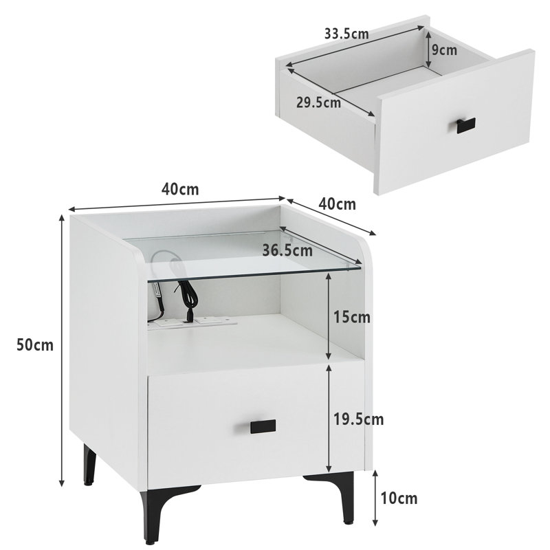 Luzius 40cm W Iron Bedside Table