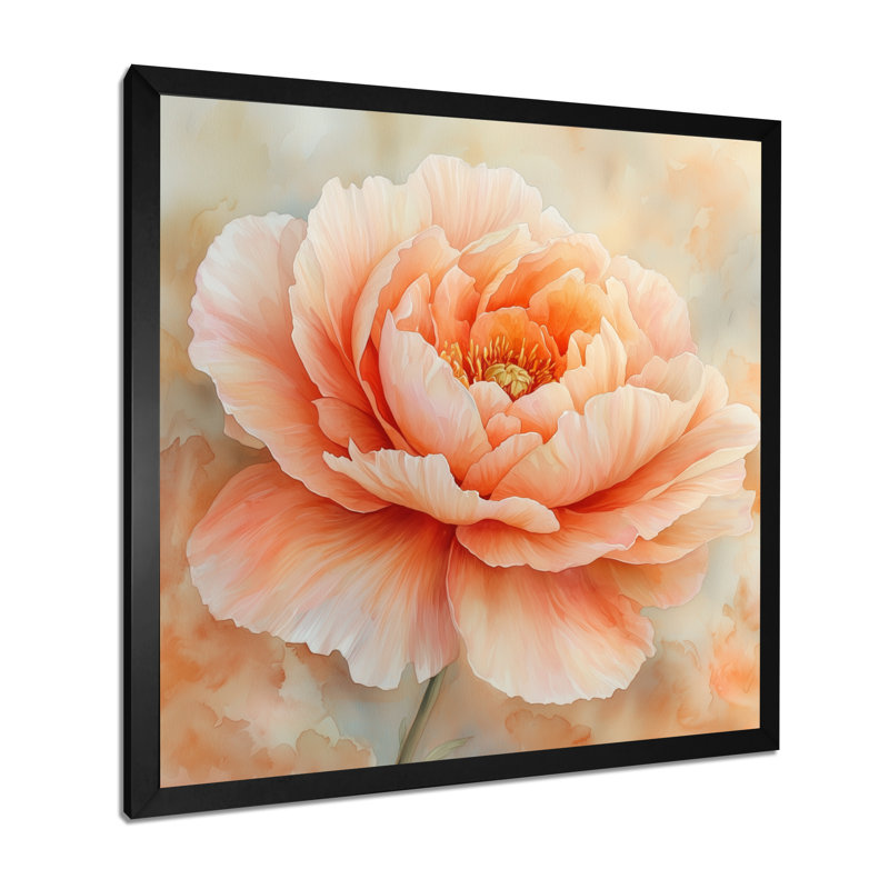 Art floral sur toile Pony Peach, Reproduction encadrée d'une seule photo, Noir, noir, noir, noir, H 16 po x l 16 po