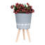 Pot à fleurs avec trou de drainage et pieds en bois
