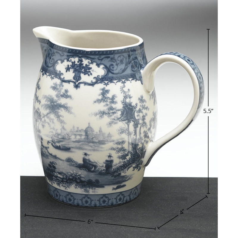 Pichet Stromberg, H 5,5 po x l 6 po x P 4 po, Bleu / Crème