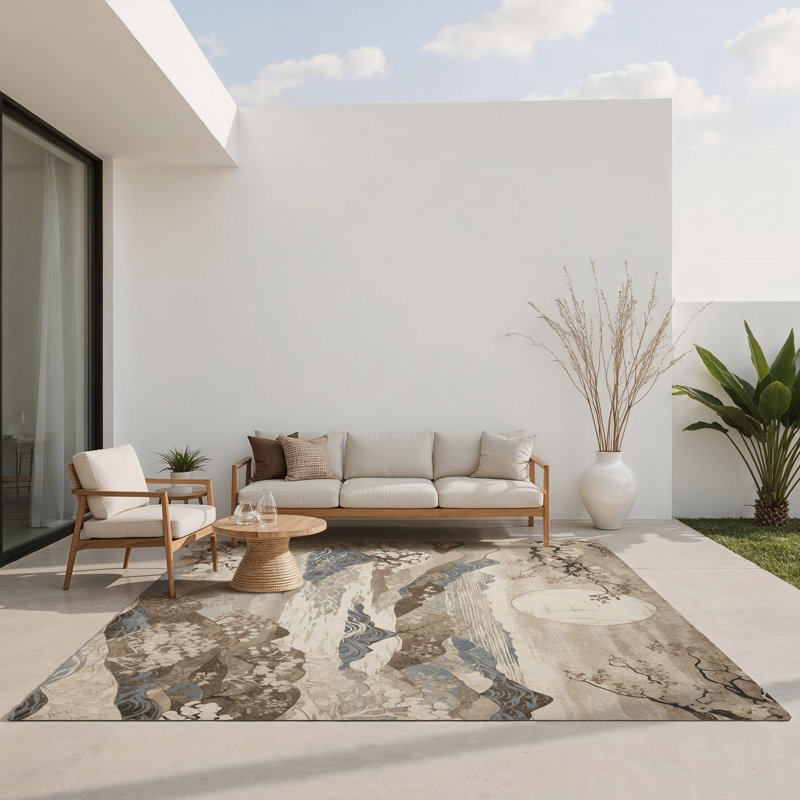 Scarlet Cascade Indoor And Outdoor Area Rug, Rectangle 4' x 6'