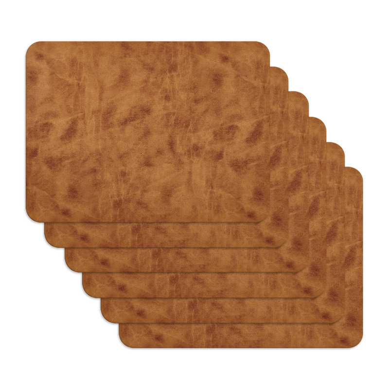 Cherfrere Vinyl Abstract Rectangle Placemat, Light Brown