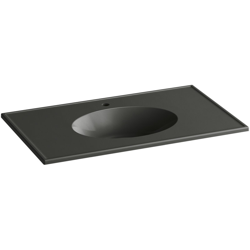 Ceramic Impressions 37" Single Bathroom Vanity Top, Thunder Grey Impressions