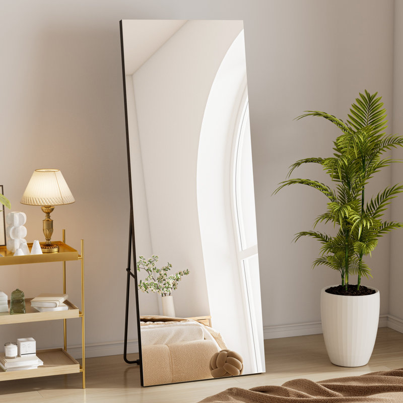 Miroir pleine longueur en verre trempé sans cadre avec support, anti-désargent 10 ans, 65 po x 24 po