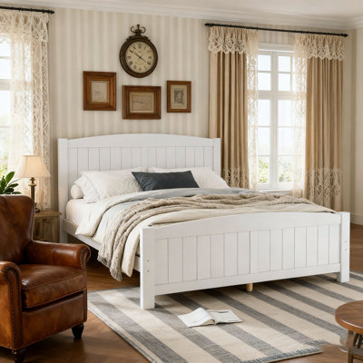 Solid Wood Platform Bed with Support Slats and Strong Structure