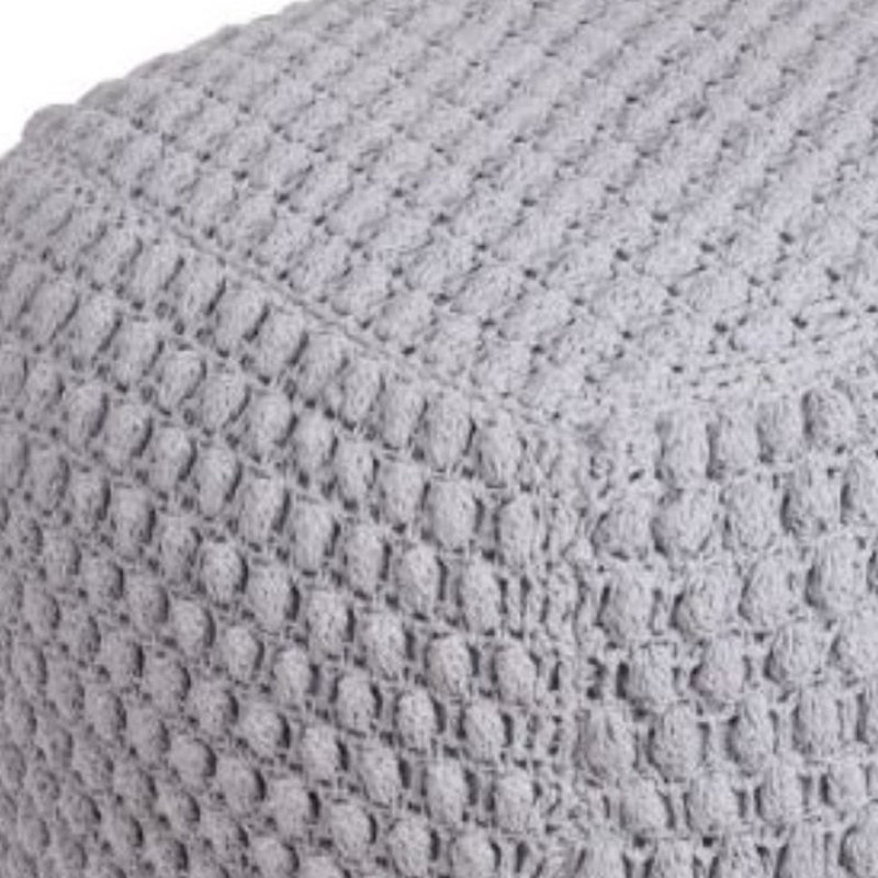 Aitana 18" Cotton Blend Pouf Ottoman, Light Gray Cotton Blend