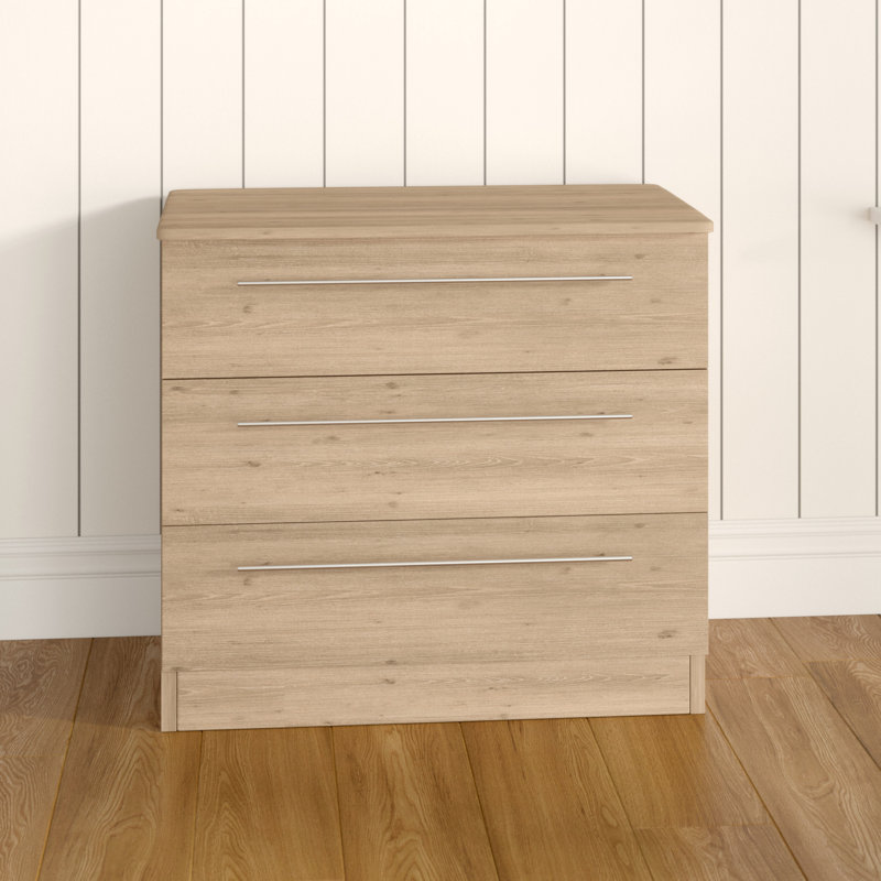 Fully Assembled Lyndale 3 Drawer Chest, Bordeaux Oak